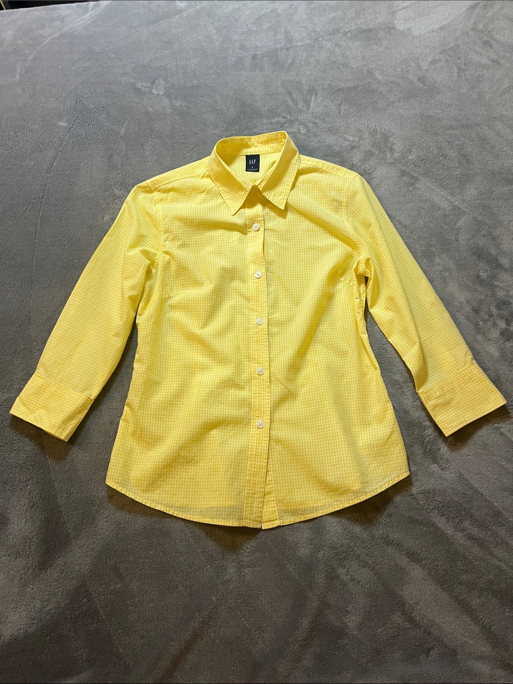 GAP Women's Yellow Gingham Button-Down Shirt